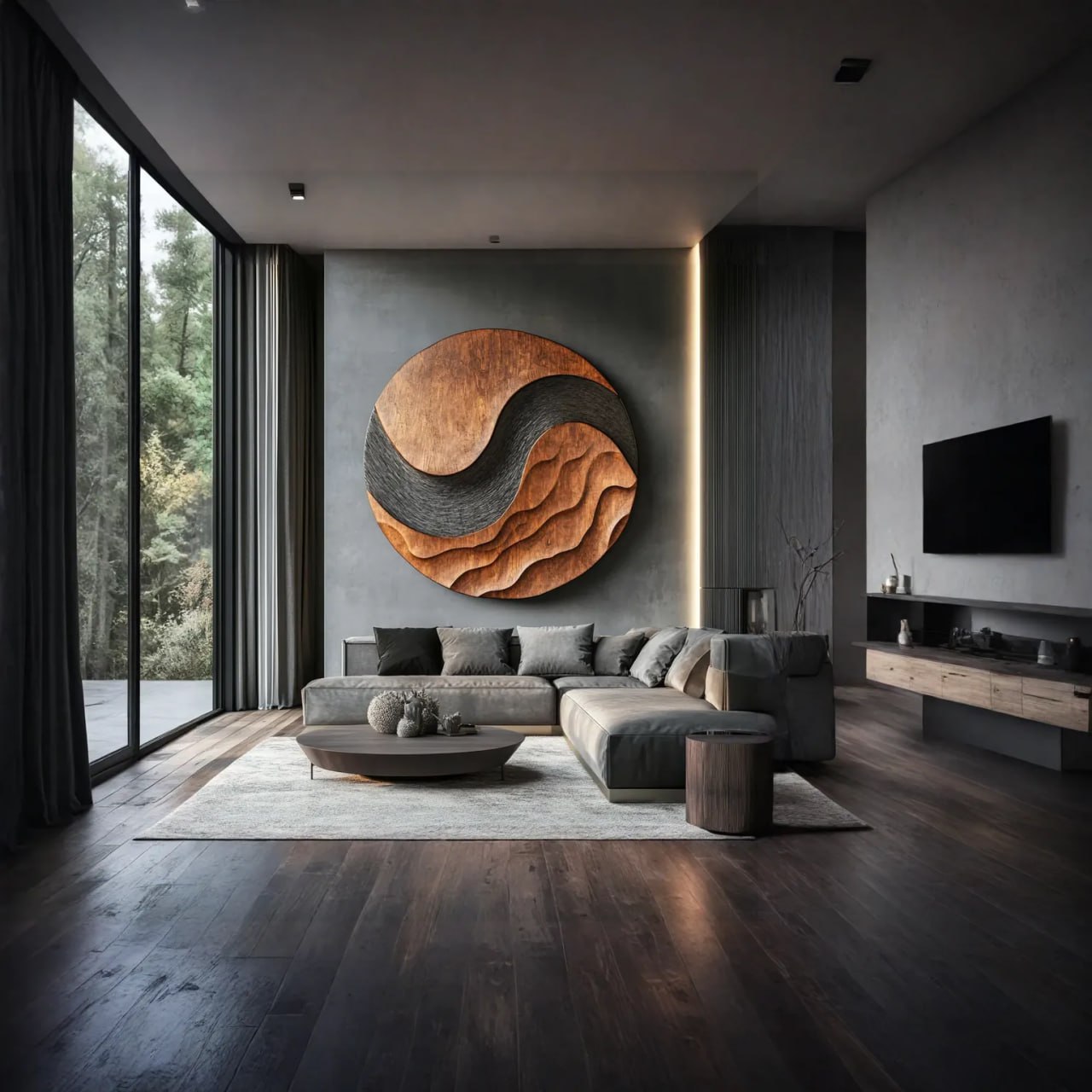 Organic Solid Wood Wave Wall Art for Living Room