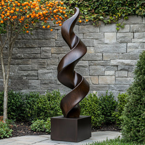 Contemporary Solid Wood Spiral Garden Sculpture for Landscape Design