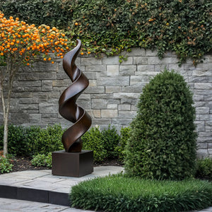 Contemporary Solid Wood Spiral Garden Sculpture for Landscape Design