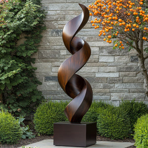 Contemporary Solid Wood Spiral Sculpture for Garden and Landscape Design