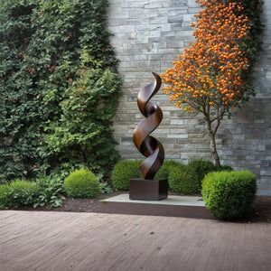 Contemporary Solid Wood Spiral Sculpture for Garden and Landscape Design