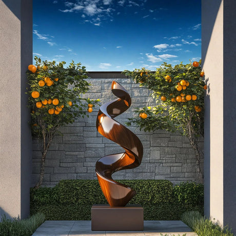 Modern Solid Wood Spiral Garden Sculpture for Outdoor Landscape Art