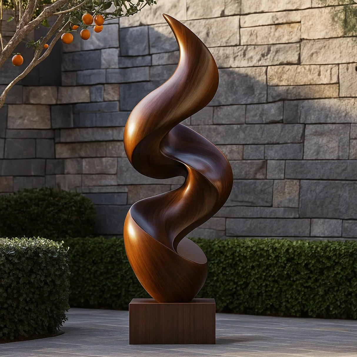 Contemporary Curved Solid Wood Sculpture for Garden Landscape Art