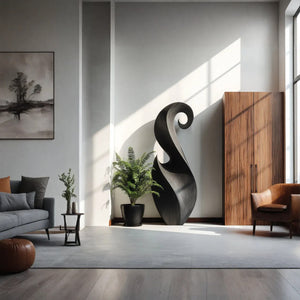 Sculptural Curved Solid Wood Accent Piece for Modern Interior Spaces