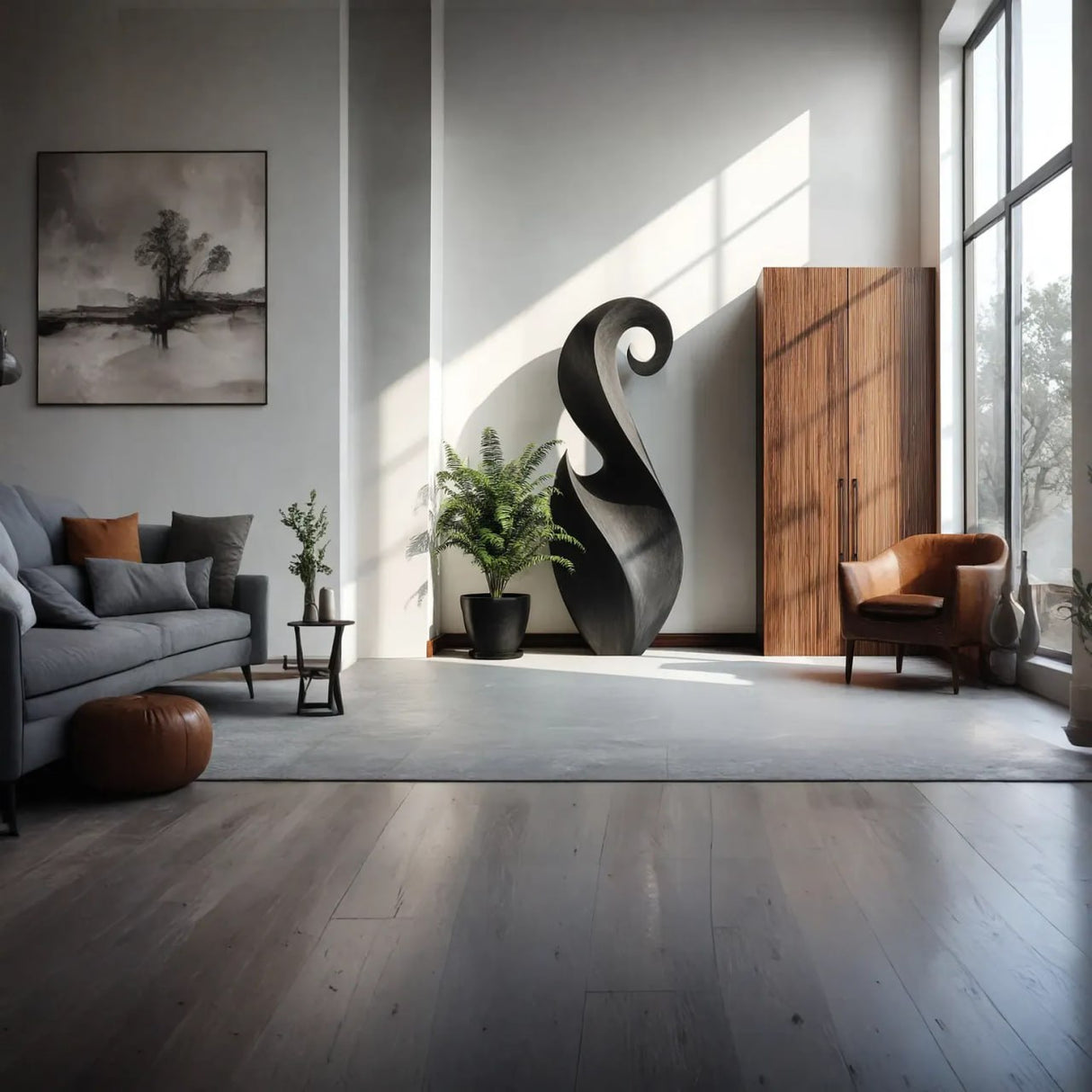 Sculptural Curved Solid Wood Accent Piece for Modern Interior Spaces