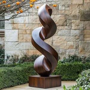 Contemporary Curved Solid Wood Garden Sculpture