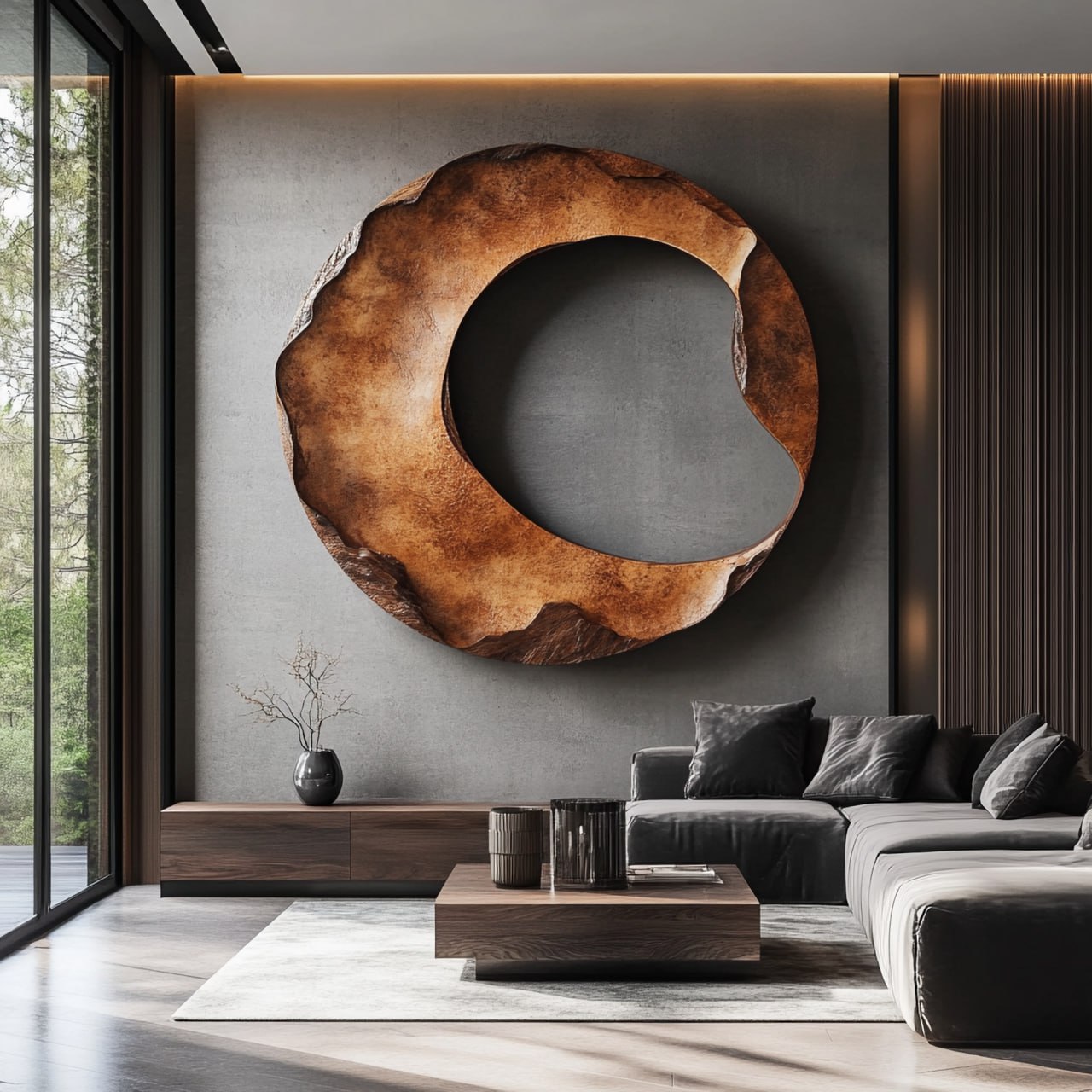 Solid Wood Wall Art Sculpture for Modern Living Room