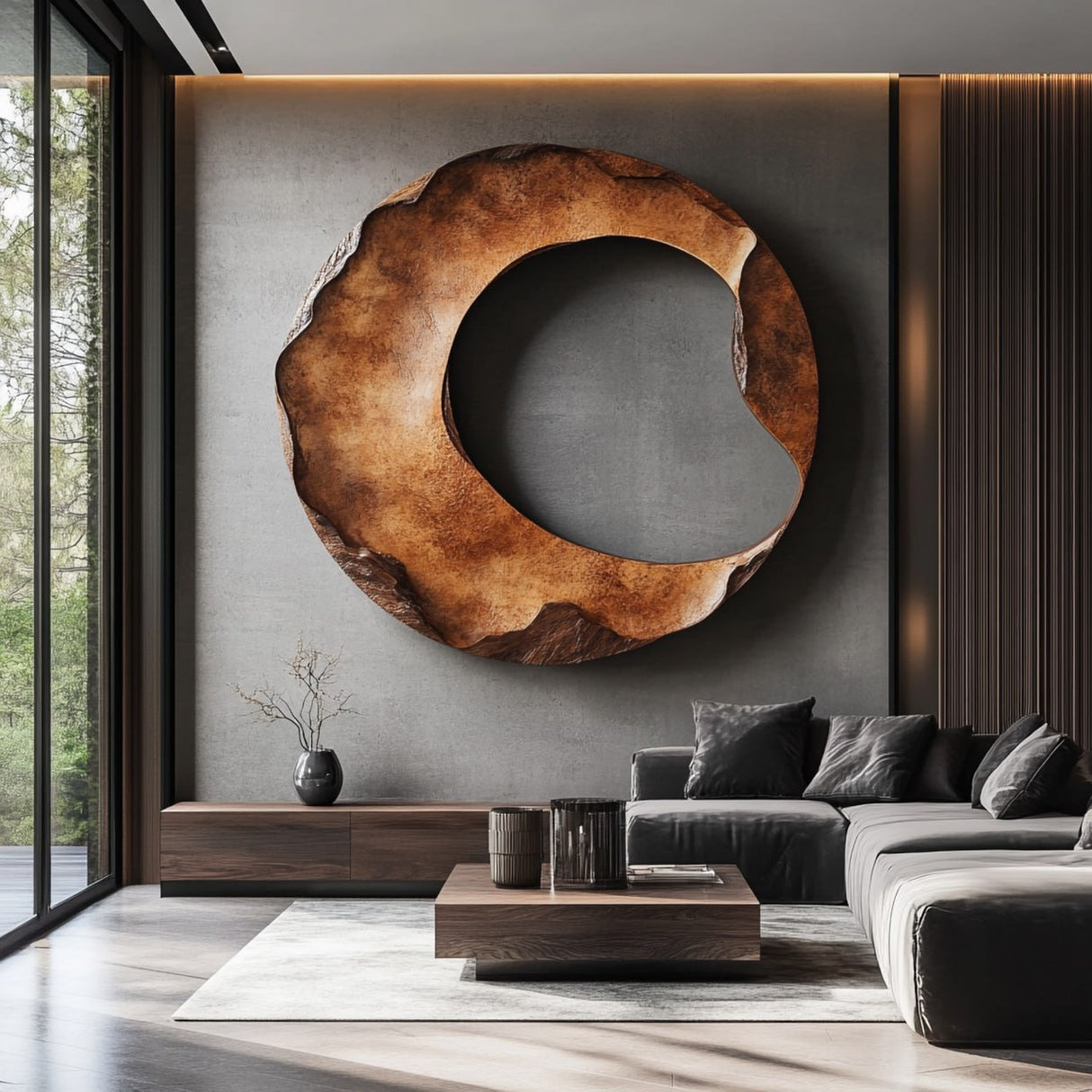 Solid Wood Wall Art Sculpture for Modern Living Room