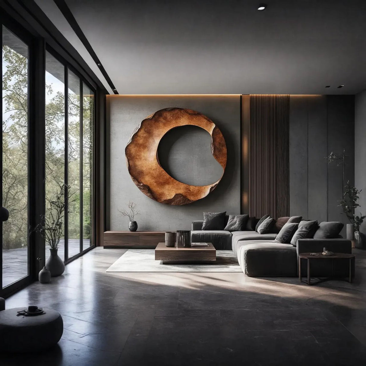 Solid Wood Wall Art Sculpture for Modern Living Room