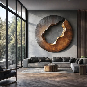 Contemporary Solid Wood Wall Sculpture for Living Room Interiors