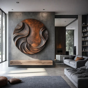 Modern Textured Solid Wood Wall Sculpture for Contemporary Living Rooms