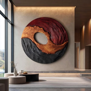 Contemporary Organic Solid Wood Wall Art Sculpture for Interior Spaces