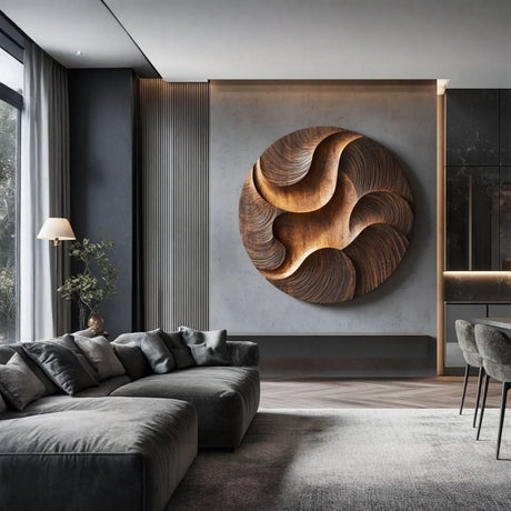 Modern Layered Solid Wood Wall Sculpture for Living Room Interiors