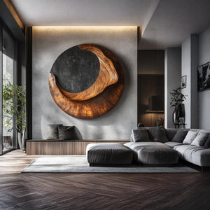 Modern Organic Solid Wood Wall Sculpture for Living Room Interiors