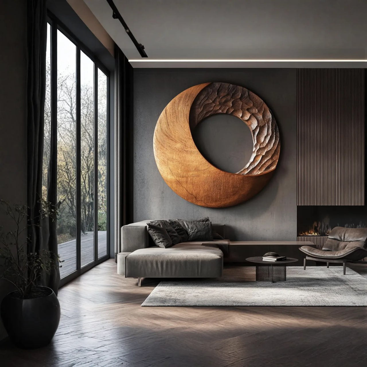 Contemporary Solid Wood Wall Art for Living Room Interiors