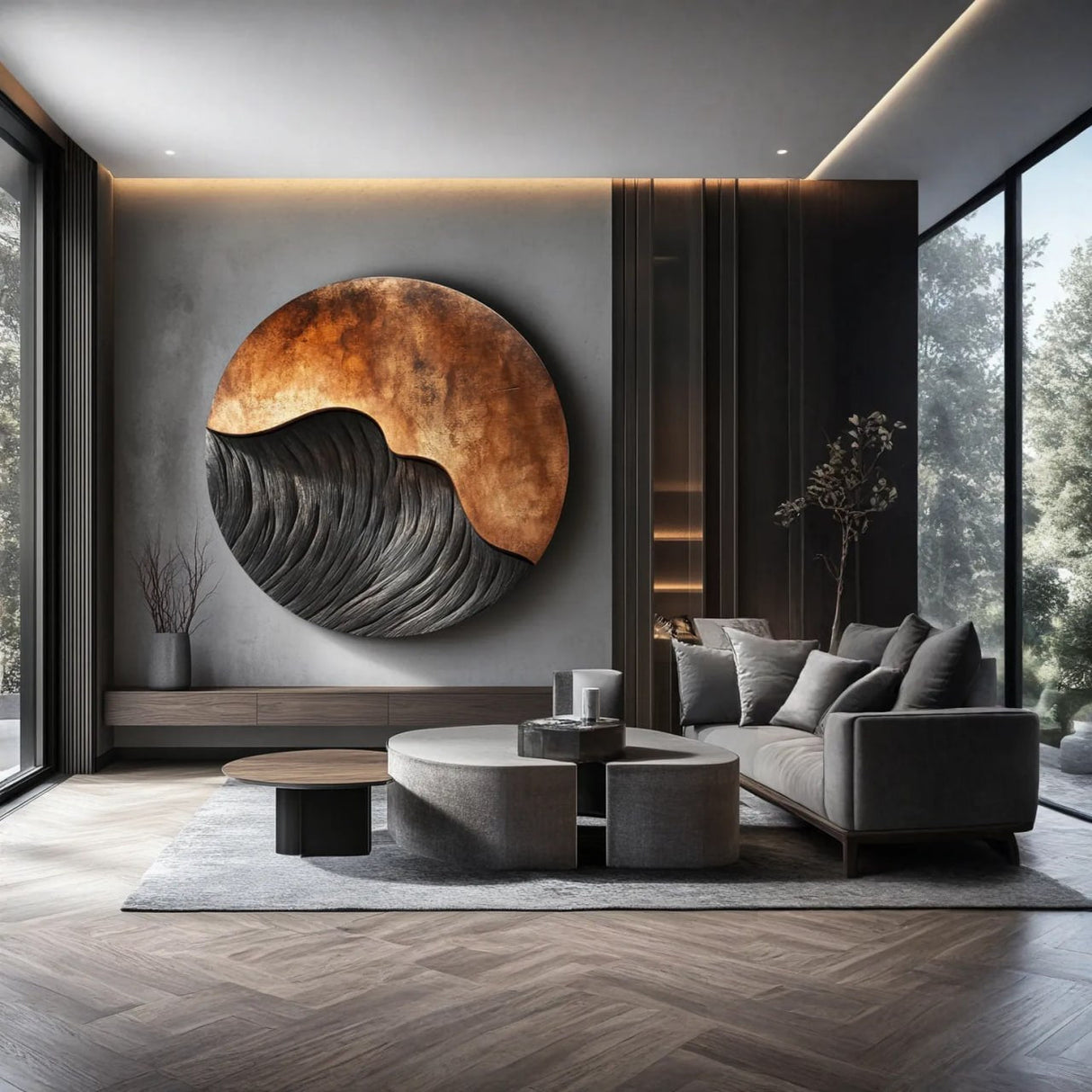 Modern Abstract Solid Wood Wall Art for Living Room Interiors
