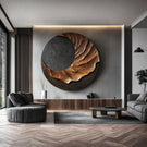 Modern Round Solid Wood Wall Sculpture for Interior Spaces