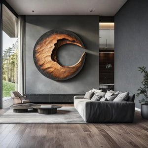 Contemporary Organic Solid Wood Wall Sculpture for Living Room Interiors