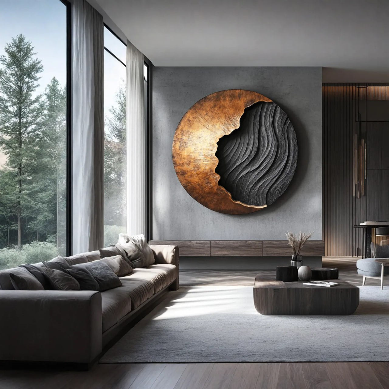Contemporary Abstract Solid Wood Wall Decor for Living Room Interiors