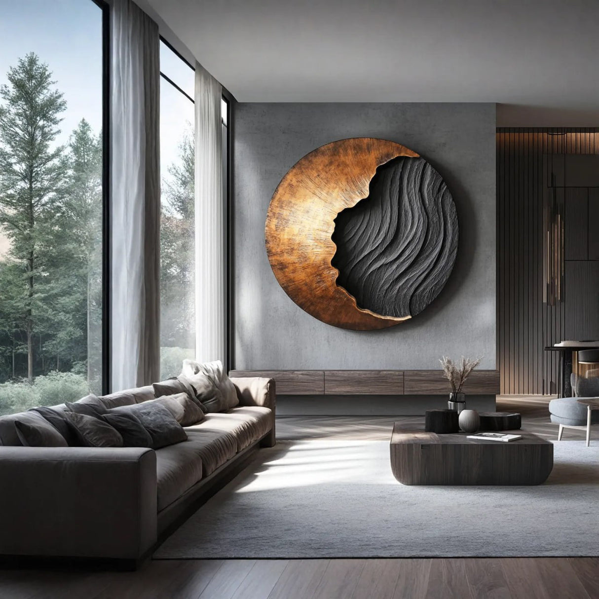 Contemporary Abstract Solid Wood Wall Decor for Living Room Interiors