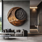 Contemporary Solid Wood Textured Wall Sculpture for Living Room Interiors