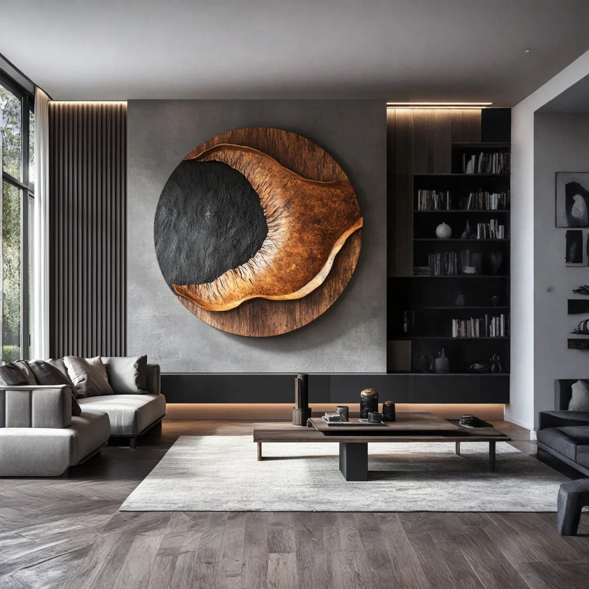 Modern Organic Solid Wood Wall Sculpture for Interior Decor