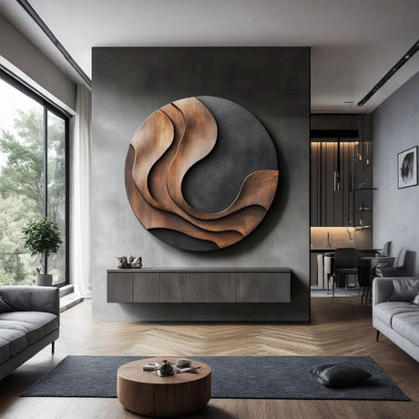 Modern Organic Solid Wood Wall Sculpture for Living Room Interior Decor