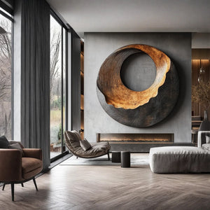 Contemporary Round Solid Wood Wall Art for Interior Design