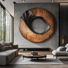 Modern Organic Circular Solid Wood Wall Sculpture for Interior Decor