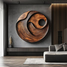 Modern Textured Round Solid Wood Wall Art for Living Room Interiors