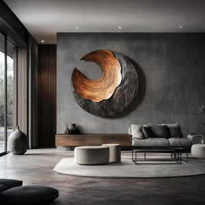 Modern Organic Solid Wood Wall Art for Living Room Interiors