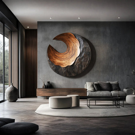 Modern Organic Solid Wood Wall Art for Living Room Interiors
