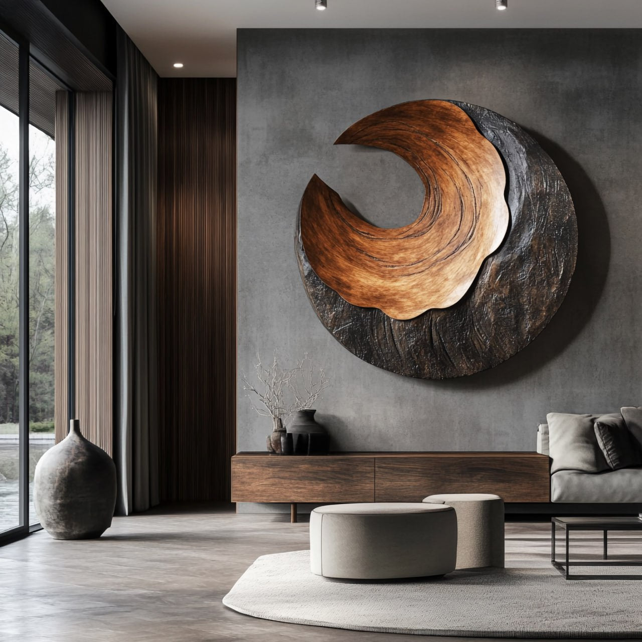 Modern Organic Solid Wood Wall Art for Living Room Interiors