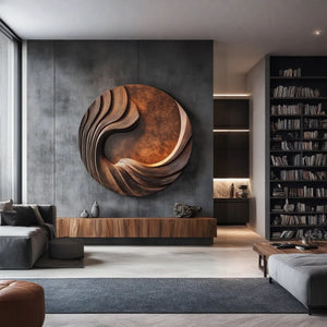 Modern Sculpted Solid Wood Wall Art for Living Room Interiors