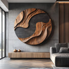 Modern Curved Solid Wood Wall Sculpture for Interior Design