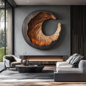 Modern Organic Solid Wood Wall Sculpture for Living Room Interior Design