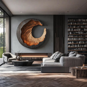 Modern Organic Solid Wood Wall Sculpture for Living Room Interior Design