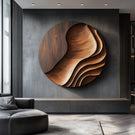 Contemporary Solid Wood Wall Art Sculpture for Living Room Design