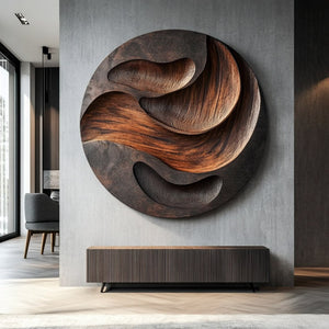 Modern Solid Wood Wall Sculpture for Interior Spaces