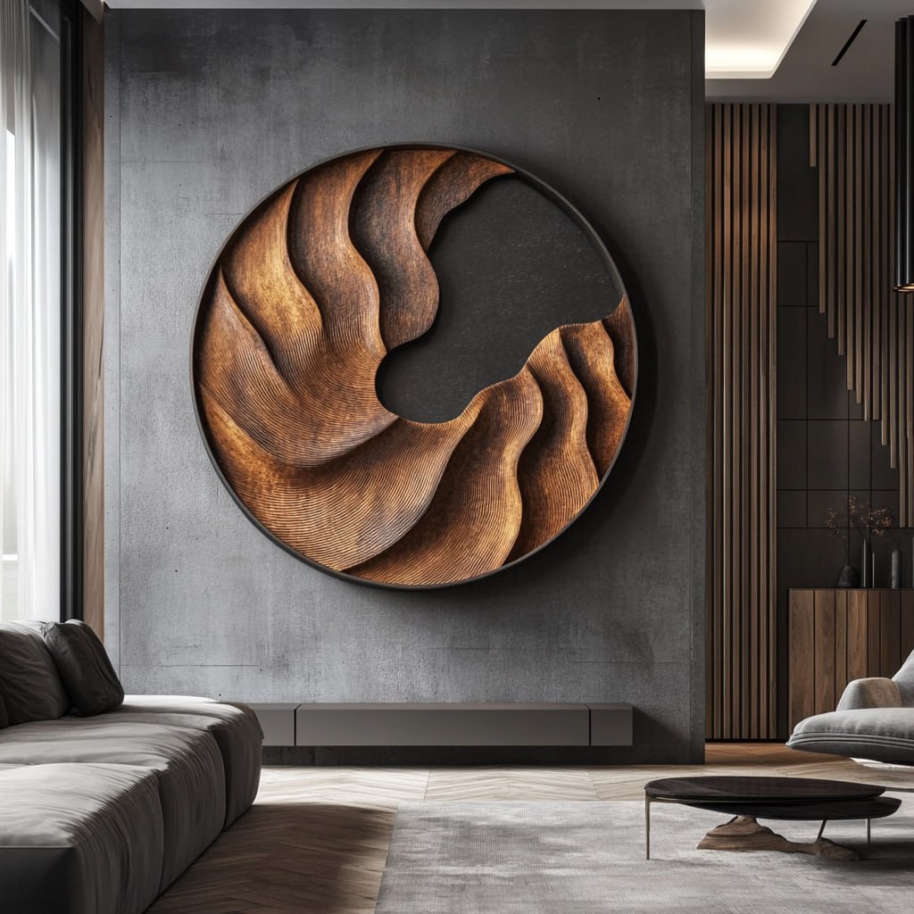 Contemporary Solid Wood Wall Sculpture for Modern Interiors