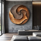 Contemporary Curved Solid Wood Wall Sculpture for Modern Interior Spaces
