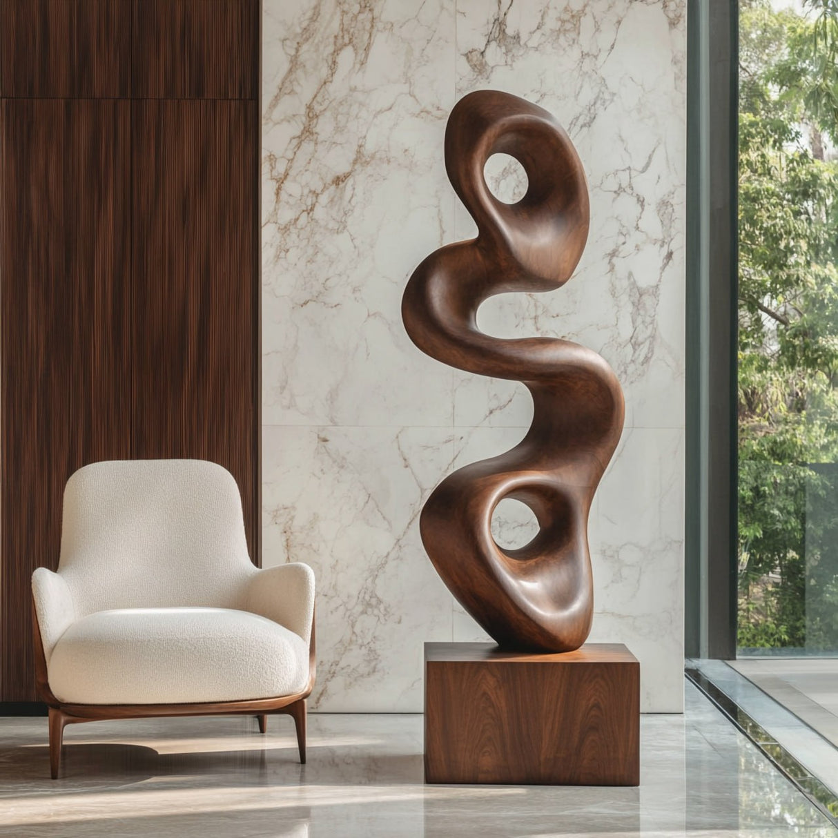 Modern Organic Solid Wood Sculpture for Contemporary Interiors