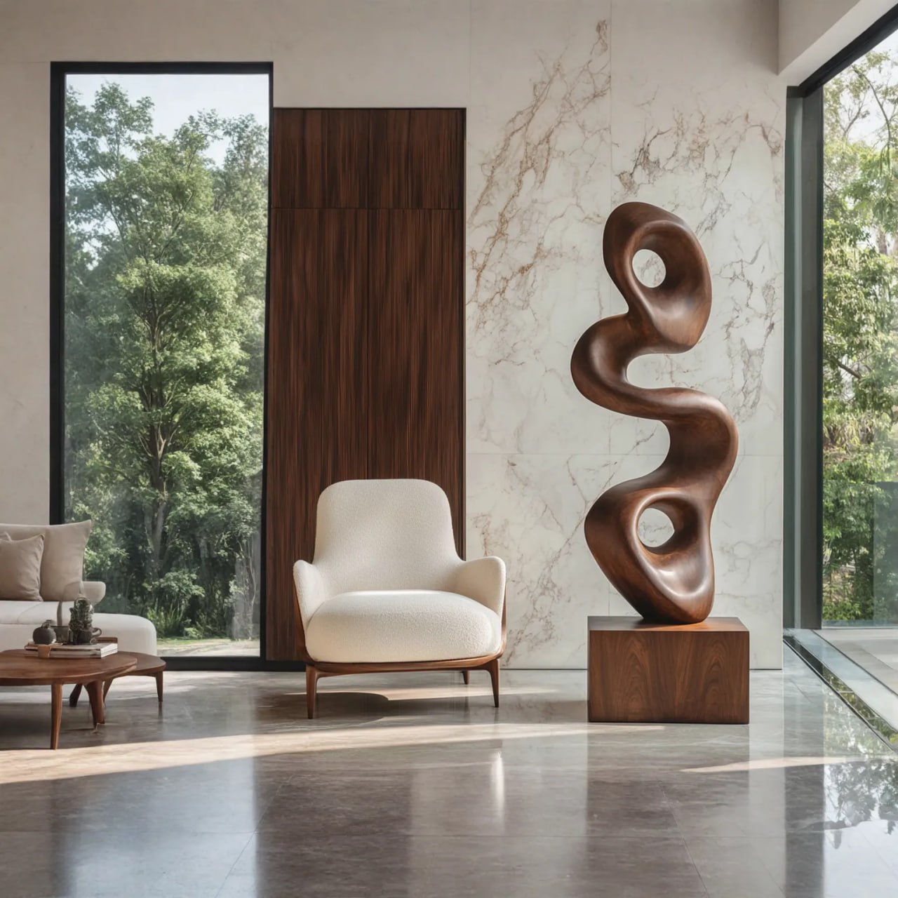 Modern Organic Solid Wood Sculpture for Contemporary Interiors