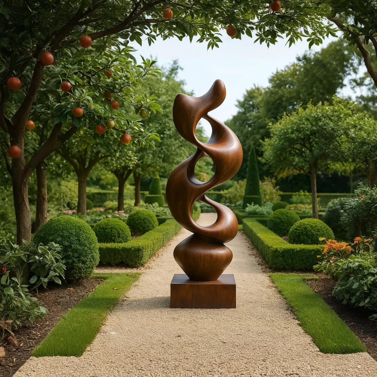 Sculpted Solid Wood Abstract Form for Garden and Interior Spaces