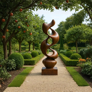 Sculpted Solid Wood Abstract Form for Garden and Interior Spaces