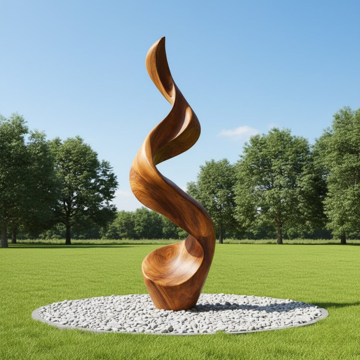 Large Abstract Solid Wood Sculpture for Modern Interior Display