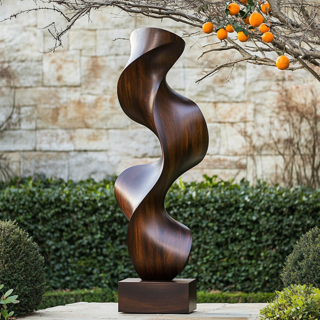 Outdoor Solid Wood Abstract Sculpture for Modern Gardens and Interiors