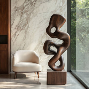 Contemporary Organic Solid Wood Sculpture for Modern Living Rooms