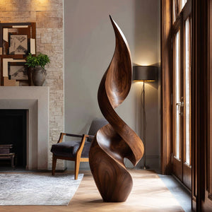 Modern Abstract Solid Wood Sculpture for Elegant Interiors
