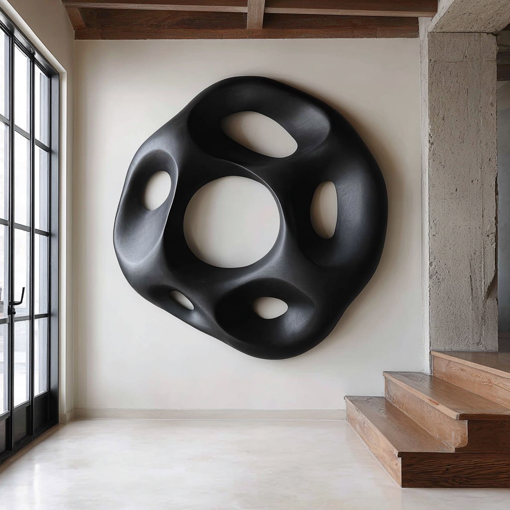 Modern Organic Solid Wood Wall Sculpture for Interior Spaces